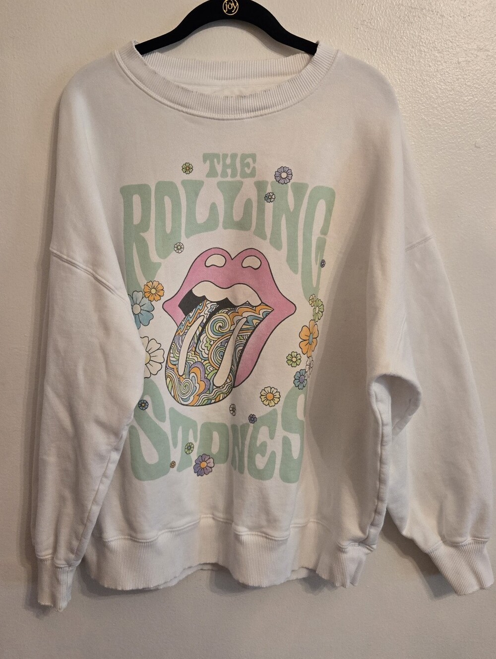 American Eagle The Rolling Stones 70s Graphics Oversized White Sweatshirt Large